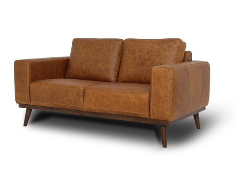 Amore Cognac Distressed Leather Loveseat