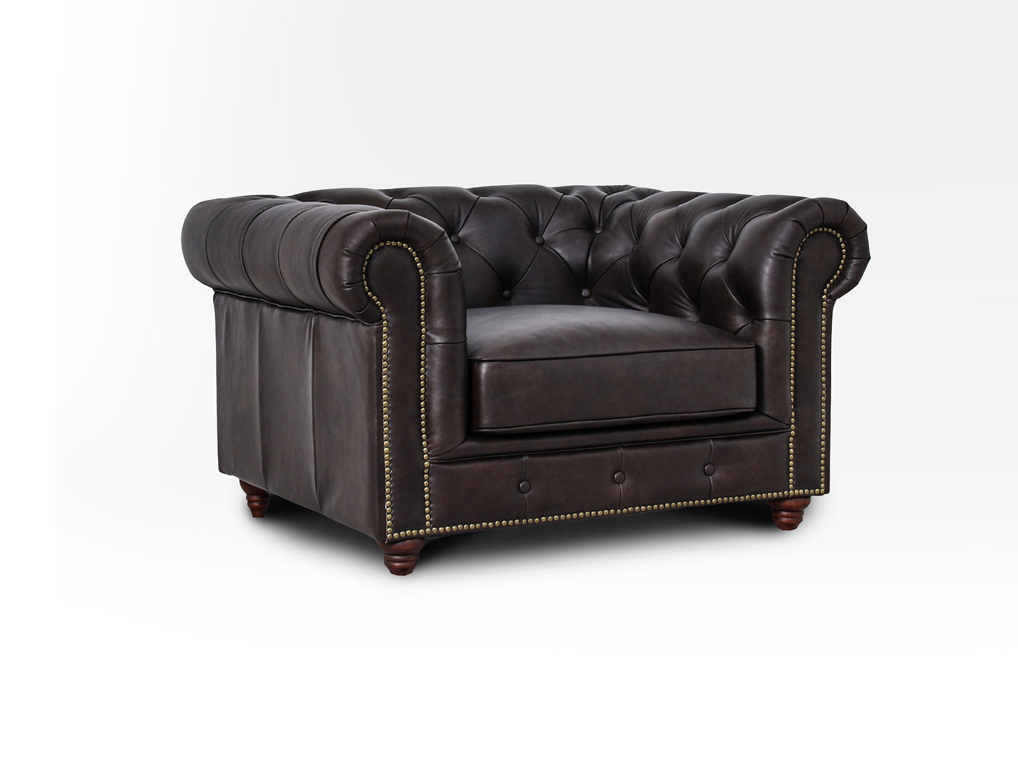 Stanhope Dark Chocolate Leather 1 Seater Chesterfield – Luxana Home