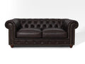 Stanhope Dark Chocolate Loveseat Chesterfield in rich top-grain leather