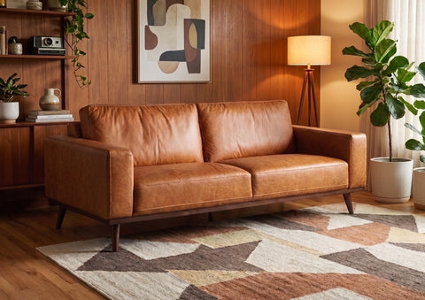 Amore Cognac Distressed Leather 3 seater sofa