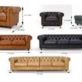 Various leather Chesterfield sofas including Stanhope  Chesterfield with dimensions.