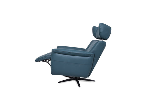 Velasco Deep Teal Leather Power Swivel Recliner Chair with Heat & Massage