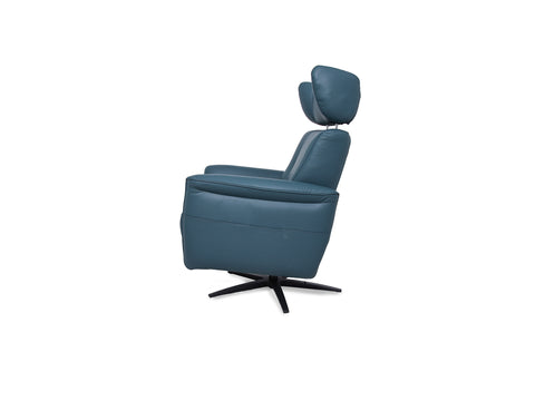 Velasco Deep Teal Leather Power Swivel Recliner Chair with Heat & Massage