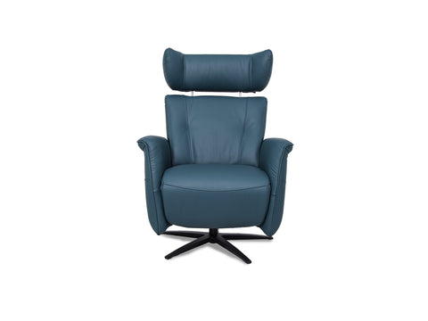 Velasco Deep Teal Leather Power Swivel Recliner Chair with Heat & Massage
