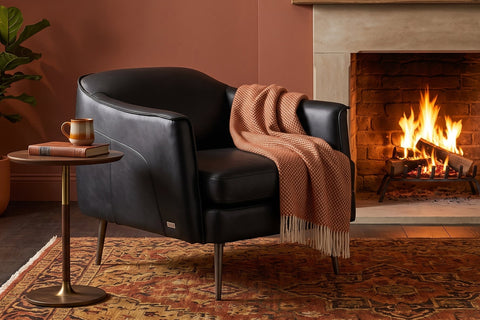 Lusso Vintage Black Leather Lounge Chair