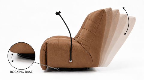 Mirano Camel Brown Distressed Leather Power Swivel Rocking Recliner Chair