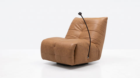 Mirano Camel Brown Distressed Leather Power Swivel Rocking Recliner Chair