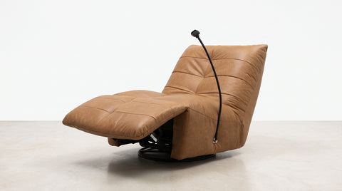 Mirano Camel Brown Distressed Leather Power Swivel Rocking Recliner Chair