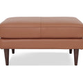 Selina Midcentury Brown Leather Ottoman with elegant design and premium leather upholstery, perfect for modern interiors.