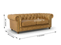 Stanhope Camel Brown Distressed Leather Loveseat Chesterfield with dimensions 71.6 x 38.2 x 28.7 inches