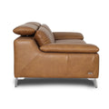 Side view of Milano Modern Tan Leather 3 Seater Sofa with sleek design and premium Italian craftsmanship.