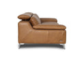Side view of Milano Modern Tan Leather 3 Seater Sofa with sleek design and premium Italian craftsmanship.