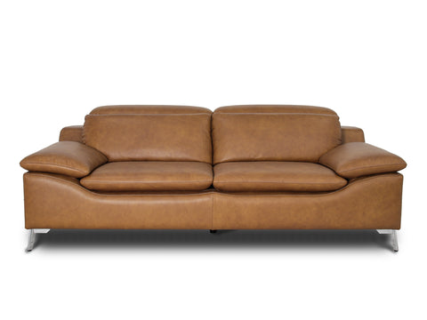 Milano Modern Tan Leather 3 Seater Sofa with Italian craftsmanship and sleek design