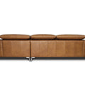 Back view of Milano Tan Leather Sectional Sofa - Right Chaise with Ottoman showcasing premium leather upholstery.