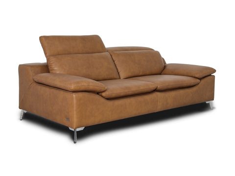 Milano Modern Tan Leather 3 Seater Sofa featuring sleek design and Italian craftsmanship.