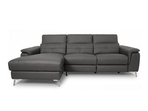 Alanna Grey Leather Motorized Sectional Sofa - Left Chaise