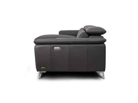 Alanna Grey Leather Motorized Sectional Sofa - Left Chaise