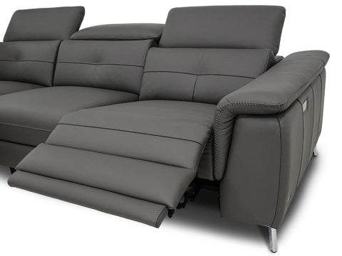 Alanna Grey Leather Motorized Sectional Sofa - Left Chaise