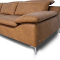 Milano Tan Leather Sectional Sofa - Right Chaise with premium leather upholstery, showcasing luxurious design and comfort.