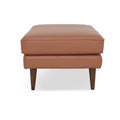 Selina Midcentury Brown Leather Ottoman with a sophisticated design and top-grain semi-aniline leather.