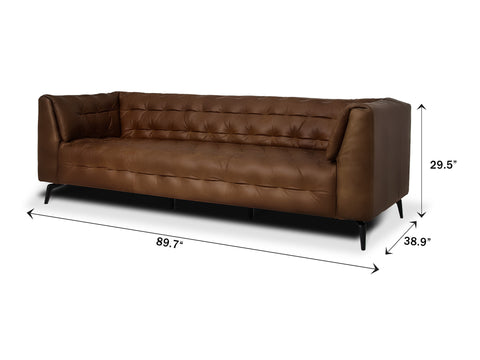Nova Tan 3-Seater Leather Sofa