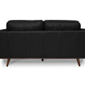 Back view of Selina Mid-Century Leather Black Loveseat Sofa showcasing elegant design and buttery-soft leather upholstery.