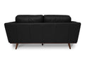 Back view of Selina Mid-Century Leather Black Loveseat Sofa showcasing elegant design and buttery-soft leather upholstery.