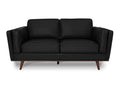Selina Mid-Century Leather Black Loveseat Sofa with sleek design and buttery-soft upholstery, perfect for elegant living spaces.