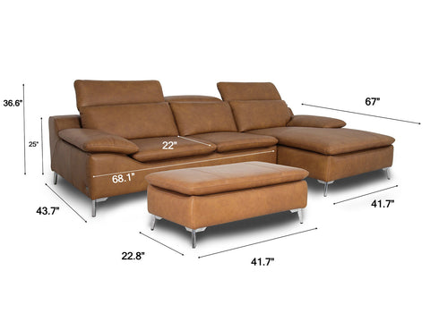 Milano Tan Leather Ottoman