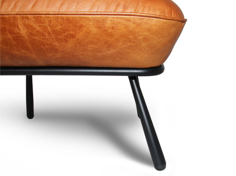 Fancyoni Cognac Distressed Leather Minimalist Accent Chair