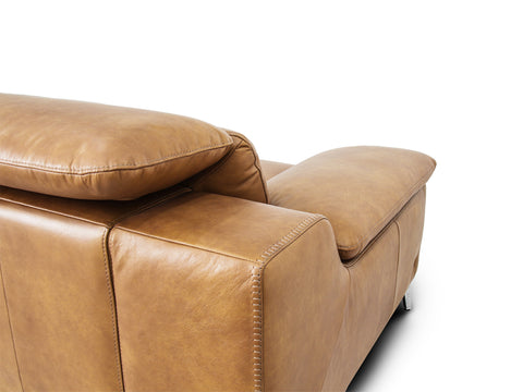 Milano Tan Leather Sectional Sofa - Right Chaise in premium full-grain leather, showcasing elegant craftsmanship and contemporary design.