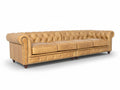 Stanhope Camel Brown Distressed Leather 4 Seater Chesterfield sofa showcasing luxury design.