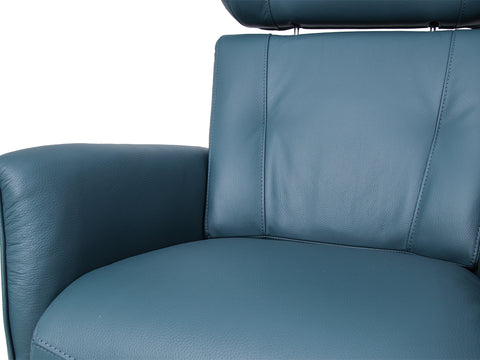 Velasco Deep Teal Leather Power Swivel Recliner Chair with Heat & Massage