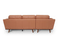 Back view of Selina Midcentury Brown Leather Sectional Sofa showing elegant design and top-grain leather upholstery.