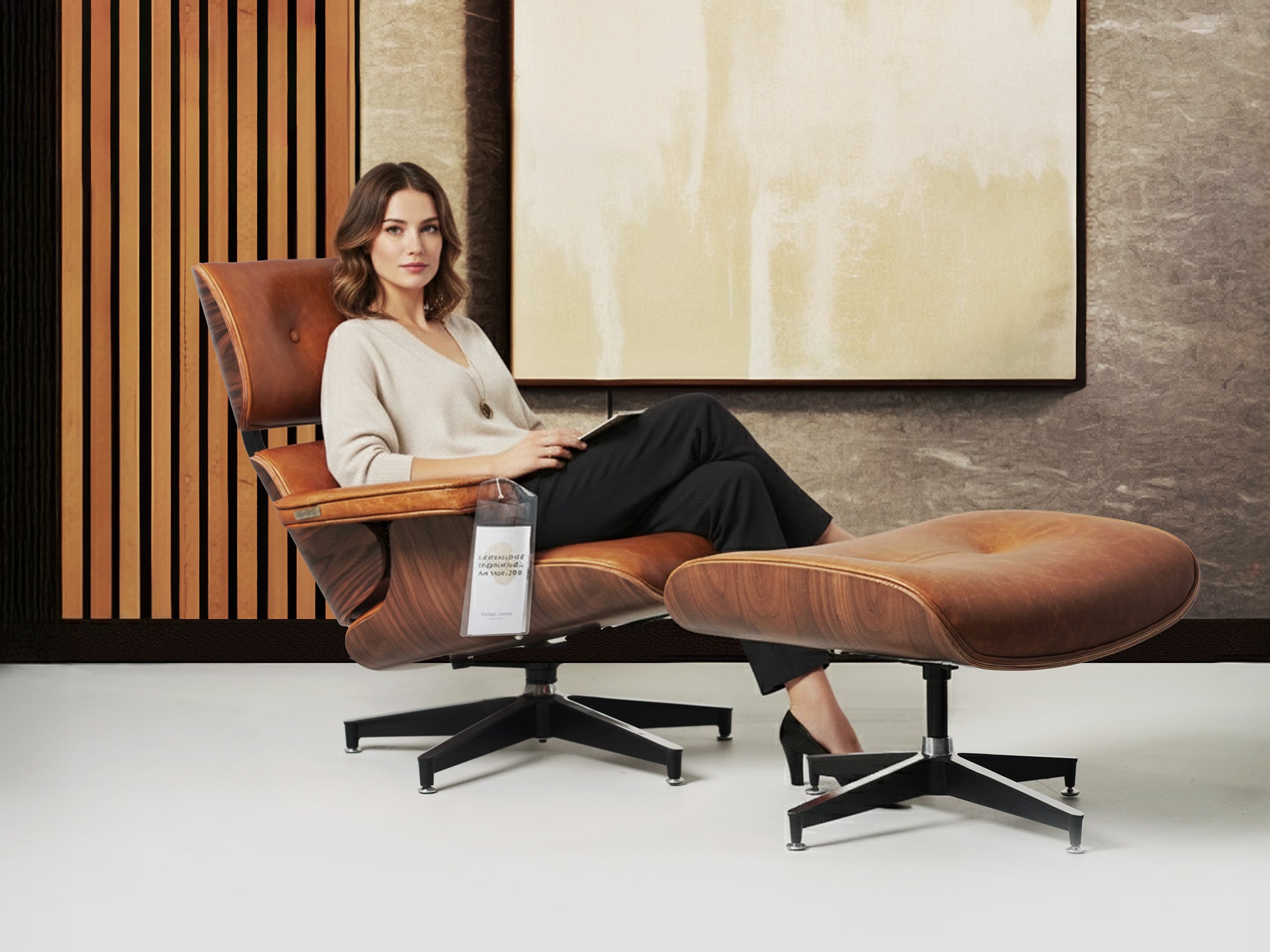 Meseo Cognac Lounge Chair and Ottoman: Luxury Style – Luxana Home