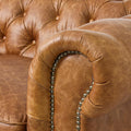 Stanhope Cognac Distressed Leather 4 Seater Chesterfield close-up detail