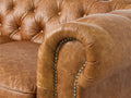 Stanhope Cognac Distressed Leather 4 Seater Chesterfield close-up detail