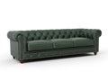 Stanhope Royal Green Leather 3 Seater Chesterfield sofa with top-grain aniline leather and classic British design.