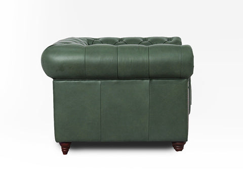Canapé Chesterfield 1 place en cuir vert royal Stanhope