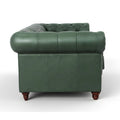 Side view of Stanhope Royal Green Leather 3 Seater Chesterfield sofa with rich aniline leather.