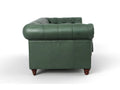 Side view of Stanhope Royal Green Leather 3 Seater Chesterfield sofa with rich aniline leather.