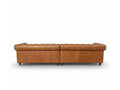 Back view of Stanhope Cognac Distressed Leather 4 Seater Chesterfield in rich brown leather.