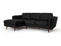 Selina Midcentury Black Leather Sectional Sofa with top-grain finish and mid-century design
