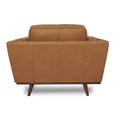 Selina Midcentury Tan Leather Accent Chair back view showing elegant design and craftsmanship.