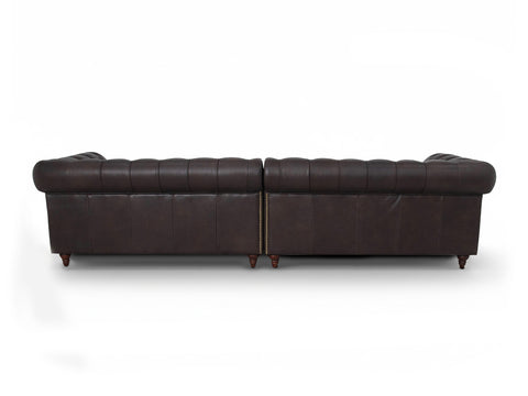 Stanhope Dark Chocolate 4 Seater Chesterfield back view in top-grain aniline leather