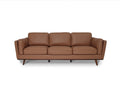 Selina Midcentury Brown Leather 3 Seater Sofa with sculptural design and premium materials
