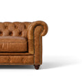 Stanhope Cognac Distressed Leather 4 Seater Chesterfield sofa detail