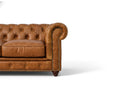 Stanhope Cognac Distressed Leather 4 Seater Chesterfield sofa detail
