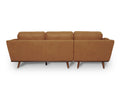 Back view of Selina Midcentury Tan Leather Sectional Sofa showcasing clean lines and mid-century design.