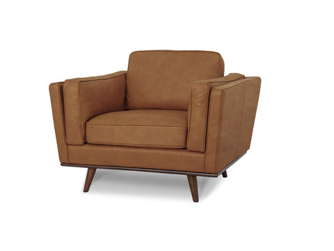 Selina Midcentury Tan Leather Accent Chair with elegant mid-century design and modern craftsmanship.